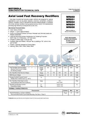 MR850 datasheet - FAST RECOVERY POWER RECTIFIERS 50.600 VOLTS 3.0 AMPERES