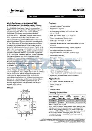 ISL6269BCRZ datasheet - High-Performance Notebook PWM Controller with Audio-Frequency Clamp