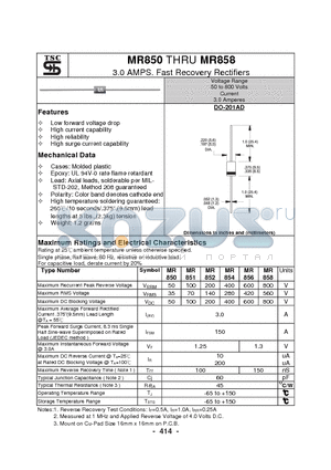 MR852 datasheet - 3.0 AMPS. Fast Recovery Rectifiers