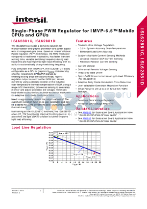 ISL62881C datasheet - Single-Phase PWM Regulator for IMVP-6.5 Mobile CPUs and GPUs