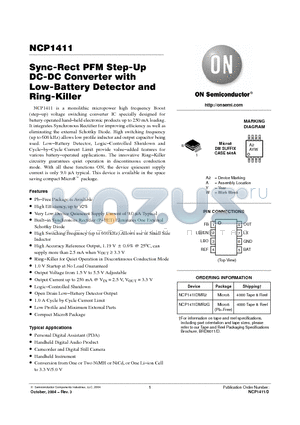 NCP1411D datasheet - Sync-Rect PFM Step-Up DC-DC Converter with Low-Battery Detector and Ring-Killer