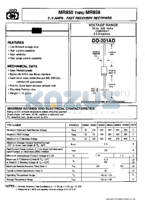 MR856 datasheet - 3.0 AMPS. FAST RECOVERY RECTIFIERS