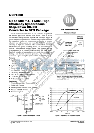 NCP1508 datasheet - Up to 500 mA, 1 MHz, High Efficiency Synchronous Step−Down DC−DC Converter in DFN Package