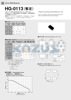 HG-0113 datasheet - Shipped in packet-tape reel(5,000pcs per reel)