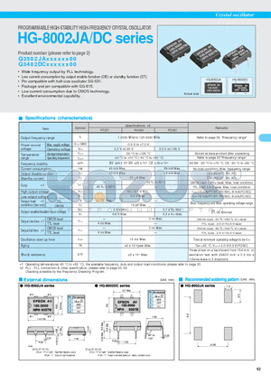 HG-8002DC datasheet - PROGRAMMABLE HIGH-STABILITY HIGH-FREQUENCY CRYSTAL OSCILLATOR