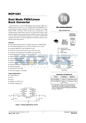 NCP1501 datasheet - Dual Mode PWM/Linear Buck Converter