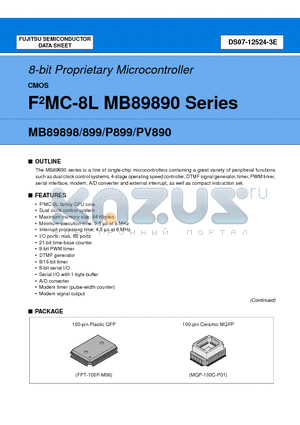 MB89PV890 datasheet - 8-bit Proprietary Microcontroller