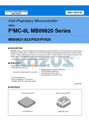 MB89PV820CF datasheet - 8-bit Proprietary Microcontroller