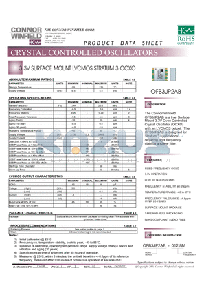 OFB3JP2AB-012.8M datasheet - 3.3V SURFACE MOUNT LVCMOS STRATUM 3 OCXO