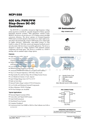 NCP1550SN27T1 datasheet - 600 kHz PWM/PFM Step−Down DC−DC Controller