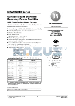 MRA4006 datasheet - Surface Mount Standard Recovery Power Rectifier