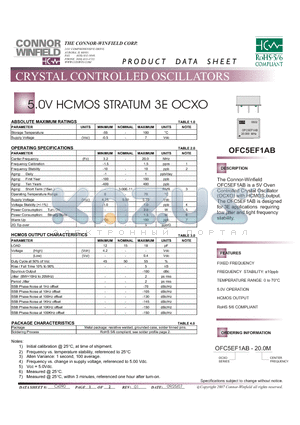 OFC5EF1AB datasheet - 5.0V HCMOS STRATUM 3E OCXO