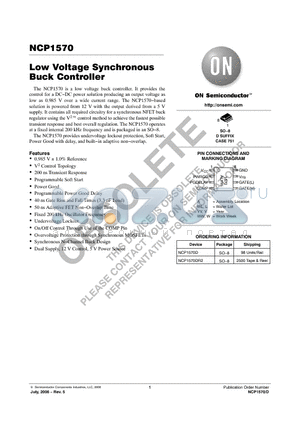 NCP1570 datasheet - Low Voltage Synchronous Buck Controller