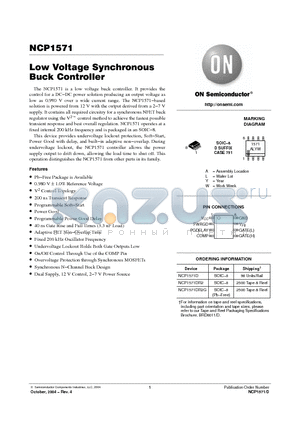 NCP1571D datasheet - Low Voltage Synchronous Buck Controller