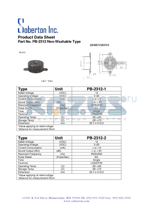 PB-2312 datasheet - Non-Washable Type
