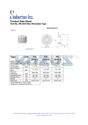 PB-2416 datasheet - Non-Washable Type