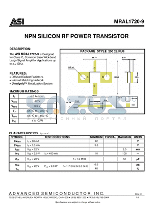 MRAL1720-9_07 datasheet - NPN SILICON RF POWER TRANSISTOR