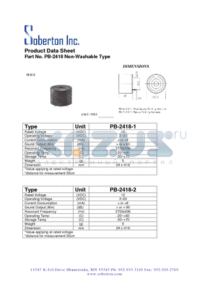 PB-2418 datasheet - Non-Washable Type