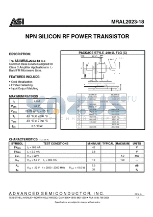 MRAL2023-18 datasheet - NPN SILICON RF POWER TRANSISTOR