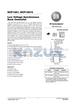 NCP1587 datasheet - Low Voltage Synchronous Buck Controller