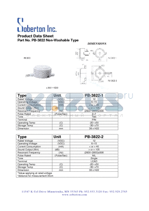 PB-3822 datasheet - Non-Washable Type