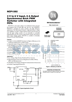 NCP1592_12 datasheet - 3 V to 6 V Input, 6 A Output Synchronous Buck PWM Switcher with Integrated FETs