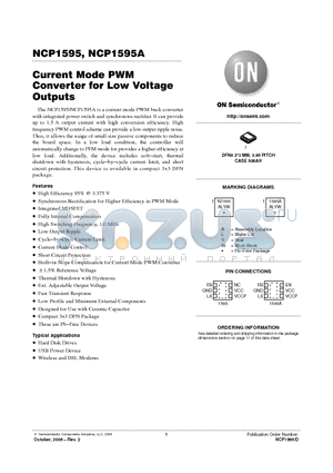 NCP1595 datasheet - Current Mode PWM Converter for Low Voltage Outputs