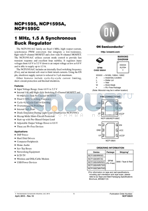 NCP1595MNR2G datasheet - 1 MHz, 1.5 A Synchronous Buck Regulator