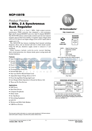 NCP1597B datasheet - 1 MHz, 2 A Synchronous Buck Regulator
