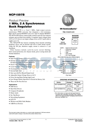 NCP1597BMNTXG datasheet - 1 MHz, 2 A Synchronous Buck Regulator