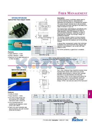 OFM-C-7-05-19BLK datasheet - OFCBU/OFCBUGB - Optical Fiber Tube Gripper Saddle