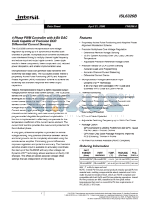 ISL6326B datasheet - 4-Phase PWM Controller with 8-Bit DAC Code Capable of Precision DCR Differential Current Sensing