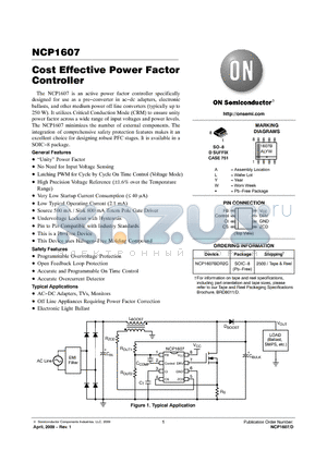 NCP1607BDR2G datasheet - Cost Effective Power Factor  Controller