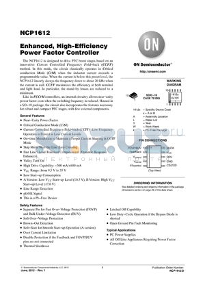 NCP1612BDR2G datasheet - Enhanced, High-Efficiency Power Factor Controller