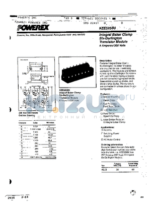 KEE525B0 datasheet - Integral Baker Clamp Six-Darlington Transistor Module (8 Amperes/300 Volts)