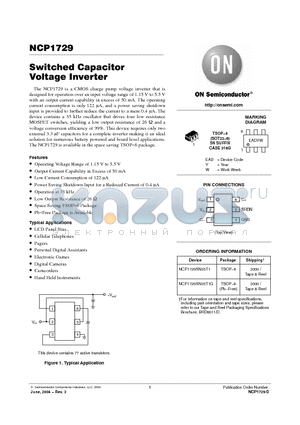 NCP1729 datasheet - Switched Capacitor  Voltage Inverter