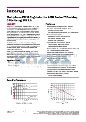 ISL6377HRZ datasheet - Multiphase PWM Regulator for AMD Fusion Desktop CPUs Using SVI 2.0