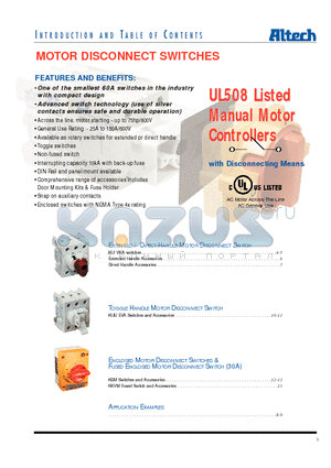 KEM325ULY datasheet - Extended/Direct Handle Motor Disconnect Switch