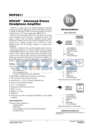 NCP2811AMTTXG datasheet - NOCAP Advanced Stereo Headphone Amplifier