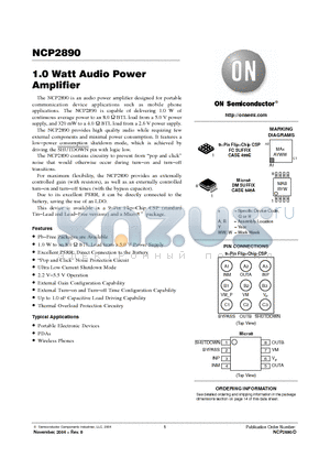 NCP2890AFCT2 datasheet - 1.0 Watt Audio Power Amplifier