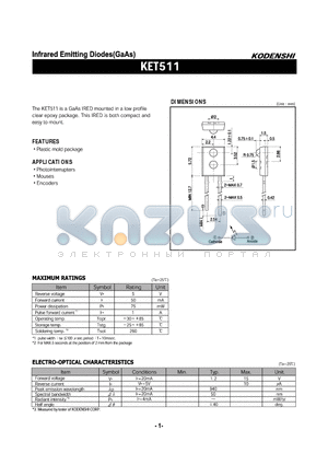 KET511 datasheet - Infrared Emitting Diodes(GaAs)