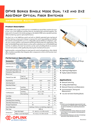 OFMS12DUD0 datasheet - Single Mode Dual Add/Drop Optical Fiber Switches