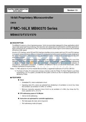 MB90372 datasheet - 16-bit Proprietary Microcontroller