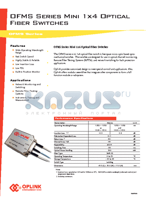 OFMS14MI300122 datasheet - Mini 1x4 Optical Fiber Switches