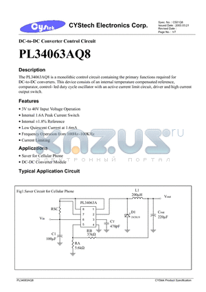 PL34063AQ8 datasheet - DC-to-DC Converter Control Circuit