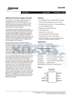 ISL6436HIB datasheet - USB Dual Port Power Supply Controller