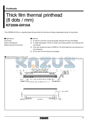 KF2008-GH10A datasheet - Thick film thermal printhead (8 dots / mm)