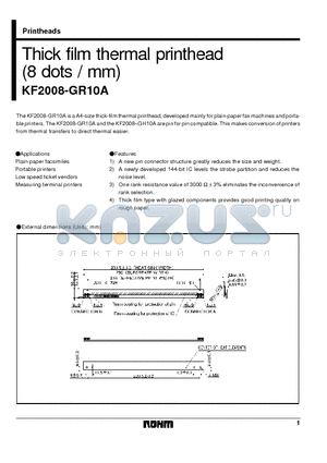 KF2008-GR10A datasheet - Thick film thermal printhead (8 dots / mm)