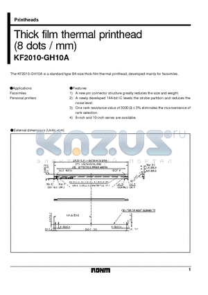 KF2010-GH10A datasheet - Thick film thermal printhead (8 dots / mm)