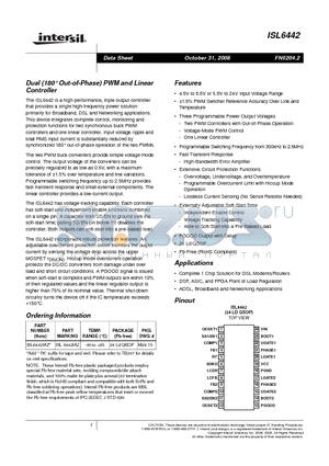ISL6442 datasheet - Dual (180` Out-of-Phase) PWM and Linear Controller